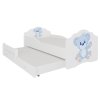 Rozkládací postel CASIMO II BLUE BEAR, CH-Cas-II-Blu-Bea-E118, 160x80 cm s matrací, bílá/grafika