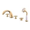 Vanová baterie 5-otvorová MORAVA RETRO - MK169.xPZ, Zlatá lesk (SLEZÁK RAV-Barva Zlatá lesk, SLEZÁK RAV-Připojovací hadičky - závit 3/8")