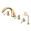 Vanová baterie 4-otvorová MORAVA RETRO - MK569.xPZ, Zlatá lesk (SLEZÁK RAV-Barva Zlatá lesk, SLEZÁK RAV-Připojovací hadičky - závit 3/8")