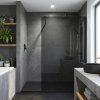 Bezrámová sprchová zástěna REA FLEXI BLACK 110 cm, černá mat/šedá kouřová - bez vaničky