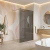 Bezrámová sprchová zástěna REA FLEXI GOLD BRUSH 130 cm, zlatá kartáčovaná/šedá kouřová - bez vaničky