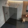 Bezrámová sprchová zástěna REA FLEXI BRUSH COPPER 130 cm, měď kartáčovaná/šedá kouřová - bez vaničky