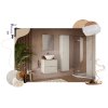 Koupelnová skříňka pod deskové umyvadlo s košem na prádlo set Bella Cashmere III. 120 kašmír/dub artisan