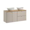 Koupelnová skříňka s deskovými umyvadly set Viva Cashmere 120 kašmír/dub coast evoke