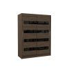 Šatní skříň posuvná MARTINEZ CH-BL 150, choco/černý Lacobel