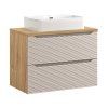 Koupelnová skříňka s deskovým umyvadlem set Ocean Beige 80 béžová/dub olejovaný