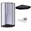 Pětiúhelníkový sprchový kout BS07B 90x90 černá/transparent + vanička SXL07B BL černá