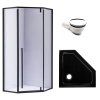 Pětiúhelníkový sprchový kout BS07A 80x80 černá/transparent + vanička ST07A BL černá