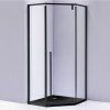 Pětiúhelníkový sprchový kout BS07A 80x80 černá/transparent + vanička ST07A BL černá