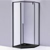 Pětiúhelníkový sprchový kout HYD-PK07A 80x80 černá/transparent + vanička HYD-PSV-ST07A černá