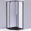 Pětiúhelníkový sprchový kout BS07A 80x80 černá/transparent + vanička ST07A BL černá