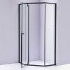 Pětiúhelníkový sprchový kout HYD-PK07A 80x80 černá/transparent + vanička HYD-PSV-ST07A černá