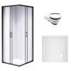 Čtvercový sprchový kout BL30B 90x90 černá/transparent + vanička ST02B bílá