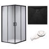 Čtvercový sprchový kout BL30B 90x90 černá/transparent + vanička RIKO černá