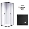 Čtvercový sprchový kout HYD-SK30A 80x80 černá/transparent + vanička HYD-SSV-ST02A černá