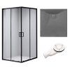 Čtvercový sprchový kout BL30B 90x90 černá/transparent + vanička JUKO šedá