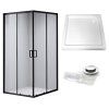 Čtvercový sprchový kout HYD-SK30B 90x90 černá/transparent + vanička HYD-SSV-SXL02B bílá