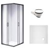 Čtvercový sprchový kout HYD-SK30A 80x80 černá/transparent + vanička HYD-SSV-ST02A bílá