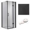 Čtvercový sprchový kout KZ1390B BL 90x90 černý/transparent + vanička RIKO BL černá