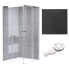 Čtvercový sprchový kout HYD-SK90B 90x90 chrom/transparent + vanička HYD-SSV-RIKO černá
