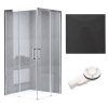 Čtvercový sprchový kout KZ90B 90x90 chrom/transparent + vanička RIKO BL černá