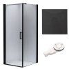 Čtvercový sprchový kout BS04B 90x90 černá/transparent + vanička RIKO BL černá