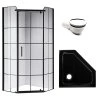 Pětiúhelníkový sprchový kout HYD-PK06A 80x80 černá/transparent + vanička HYD-PSV-ST07A černá