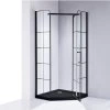 Pětiúhelníkový sprchový kout HYD-PK06A 80x80 černá/transparent + vanička HYD-PSV-ST07A černá