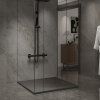 Čtvercový sprchový kout BS05B 90x90 černá/transparent + vanička RIKO BL černá