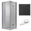 Čtvercový sprchový kout KZ1180B 90x90 chrom/transparent + vanička RIKO BL černá