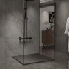 Čtvercový sprchový kout HYD-SK08C 90x90 zlatý/transparent + vanička HYD-SSV-RIKO černá