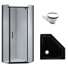 Pětiúhelníkový sprchový kout HYD-PK91A 80x80 černá/transparent + vanička HYD-PSV-ST07A černá