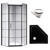 Pětiúhelníkový sprchový kout BS06B 90x90 černá/transparent + vanička ST07B BL černá