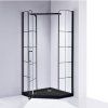Pětiúhelníkový sprchový kout BS06B 90x90 černá/transparent + vanička ST07B BL černá