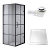 Čtvercový sprchový kout HYD-SK10A 80x80 černá/transparent + vanička HYD-SSV-SXL02A bílá