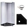 Pětiúhelníkový sprchový kout HYD-PK91A 80x80 chrom/transparent + vanička HYD-PSV-ST07A černá