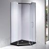 Pětiúhelníkový sprchový kout HYD-PK91A 80x80 chrom/transparent + vanička HYD-PSV-ST07A černá
