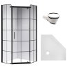 Pětiúhelníkový sprchový kout HYD-PK06B 90x90 cm černá/transparent + vanička HYD-PSV-ST07B bílá