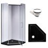 Pětiúhelníkový sprchový kout HYD-PK91B 90x90 chrom/transparent + vanička HYD-PSV-ST07B černá