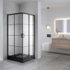 Čtvercový sprchový kout HYD-SK32B 90x90 černá/transparent + vanička HYD-SSV-SXL02B černá