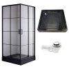 Čtvercový sprchový kout BL32B 90x90 černá/transparent + vanička SXL02B BL černá