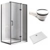 Obdélníkový sprchový kout HYD-OK03D 120x100 černá/transparent + vanička HYD-OSV-ST06C bílá