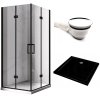 Čtvercový sprchový kout HYD-SK08D 100x100 černá/transparent + vanička HYD-SSV-ST06A černá
