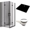 Čtvercový sprchový kout HYD-SK08D 100x100 černá/transparent + vanička HYD-SSV-ST06A černá