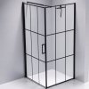 Čtvercový sprchový kout HYD-SK13B 90x90 černá/transparent + vanička HYD-SSV-ST02A bílá