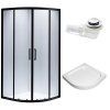 Čtvrtkruhový sprchový kout BS01A 80x80 cm černá/transparent + vanička SXL01A bílá