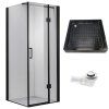 Čtvercový sprchový kout KZ1390A BL 80x80 černá/transparent + vanička SXL02A BL černá