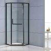 Pětiúhelníkový sprchový kout KZ4026A BL 80x80 černá/transparent + vanička ST07A BL černá