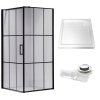 Čtvercový sprchový kout HYD-SK13B 90x90 černý/transparent + vanička HYD-SSV-SXL02B bílá