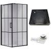 Čtvercový sprchový kout BS13A 80x80 černá/transparent + vanička SXL02A BL černá